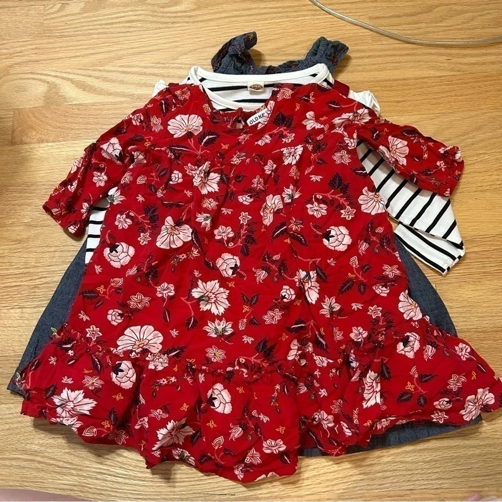 4T Girls Dress Bundle Gymboree Denim Cherry Lot Old Navy Red Floral Striped